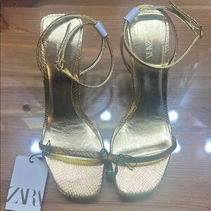 Zara Gold Strappy Women's Sandals